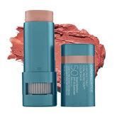 Colorescience Sunforgettable SPF 50 lip-cheek swatch application for buildable color