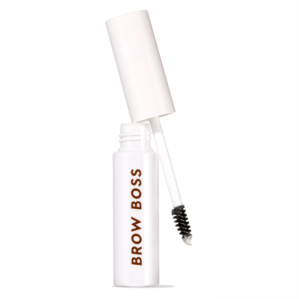 ColourPop Brow Boss Clear Gel packaging close-up for transparent, all-day brow hold.