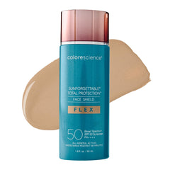 Colorescience Face Shield Flex SPF 50 front view with tone-adapting coverage for even skin