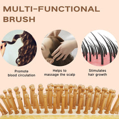 Combetter bamboo brush detangling action on tangled hair without pulling