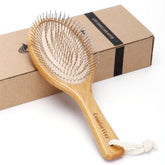 Combetter bamboo hair brush with wooden paddle for gentle detangling