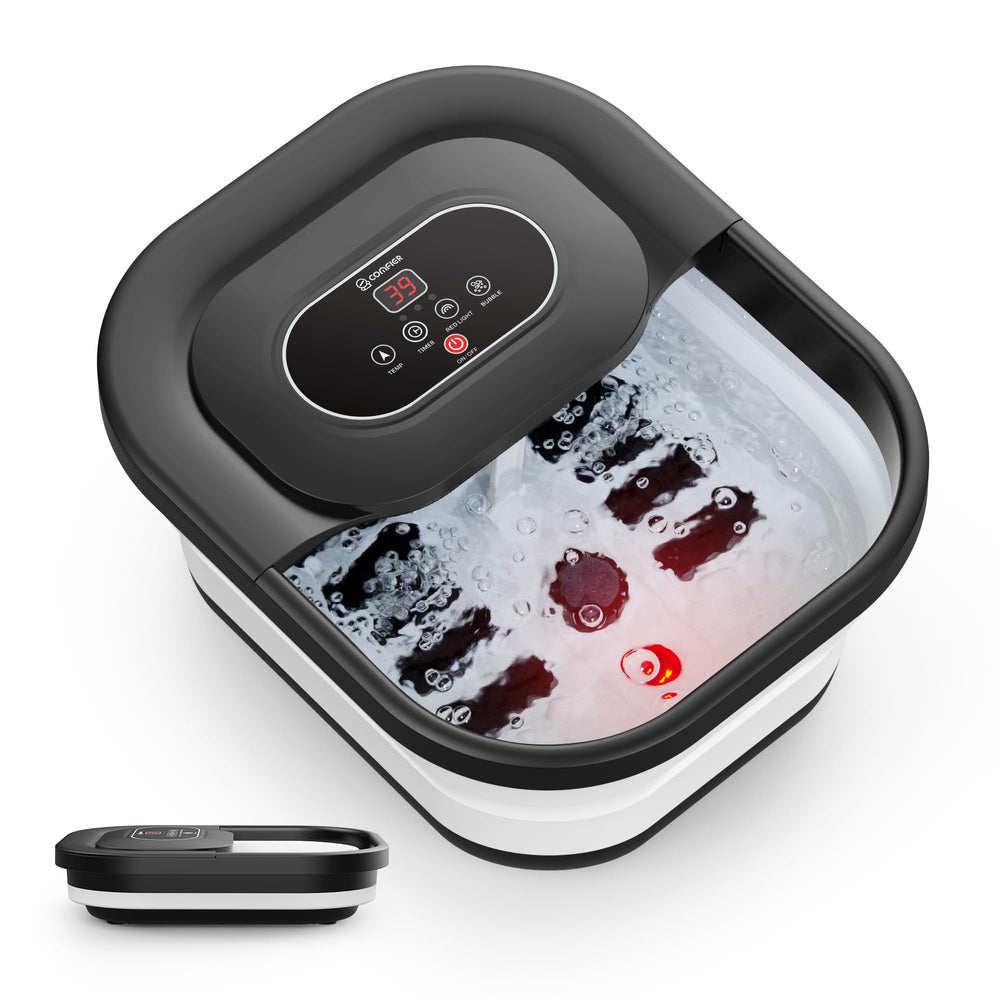 COMFIER collapsible foot spa with 3D rollers for targeted relief.