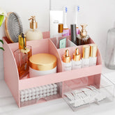 COMFYROOM makeup organizer pink front view with spacious compartments