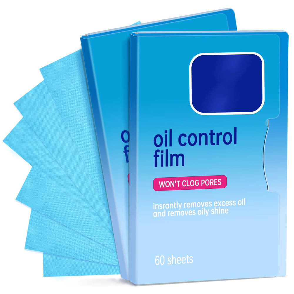 COMFYTOUCH oil blotting sheets box front for on-the-go shine control.