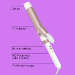 Ceramic plates provide even heat for smooth, uniform curls on the Conair iron