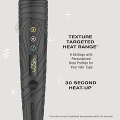 Conair Curl Collective ceramic pressing comb quick heat-up for efficient styling on thick textures.