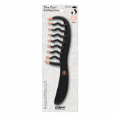 Conair Curly Hair Comb Black and Pink close-up of curved teeth for gentle detangling of curls.
