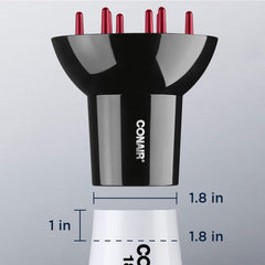 Conair diffuser attachment delivers frizz-free curls as it dries quickly and evenly.
