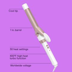 Conair Double Ceramic 1-Inch Curling Iron offers 30 heat settings for versatile styling.