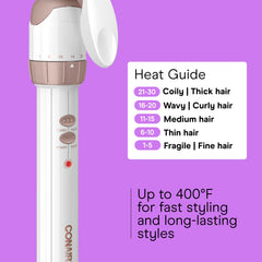 Conair Double Ceramic 3-Barrel Curling Iron Turbo Heat boost engaged for faster styling