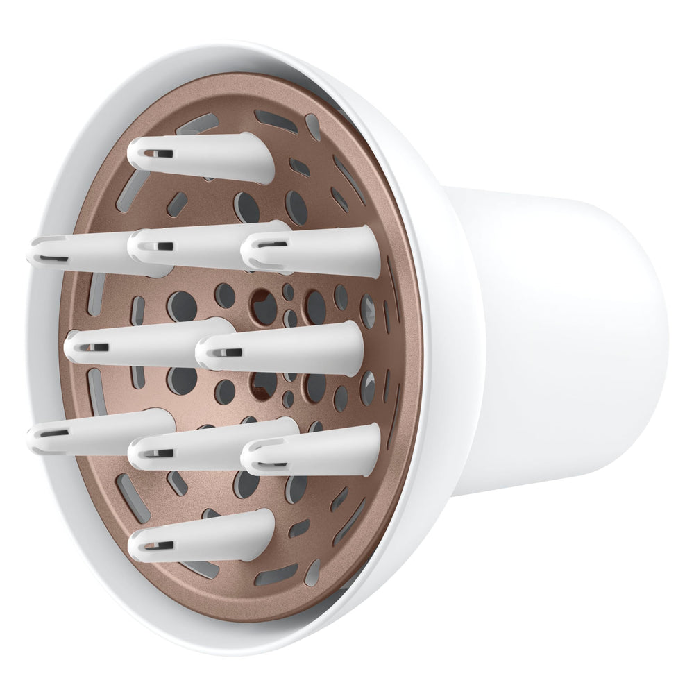 Conair Double Ceramic Diffuser Bowl attachment boosting volumized curls and quick drying.