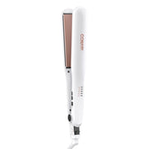 Conair double ceramic flat iron plates for smooth, frizz-free styling.