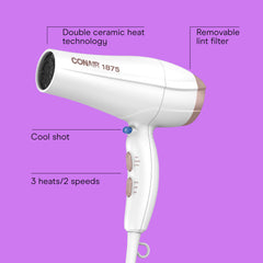 Conair Double Ceramic Hair Dryer concentrator attachment for smooth, sleek results.