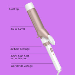 Close-up of the barrel and even-heat design for smooth results.