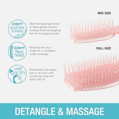 Conair dual flex bristles detangle while lifting scalp buildup