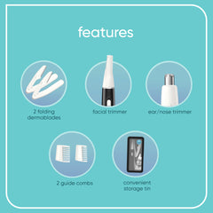 Conair GIRLBOMB attachments twist on for precise facial grooming.