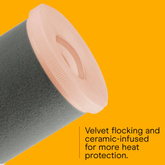 Five clips securely hold rollers for hands-free styling