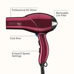 Conair Infiniti Pro dryer with diffuser attached to enhance curls and volume.