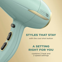 Conair InfinitiPRO Dryer highlights ionic technology for frizz control and shine.