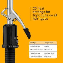 Conair curling iron with digital controls for precise temperature selection.