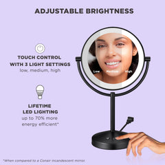 Conair mirror with 360-degree rotation for viewing from any angle.