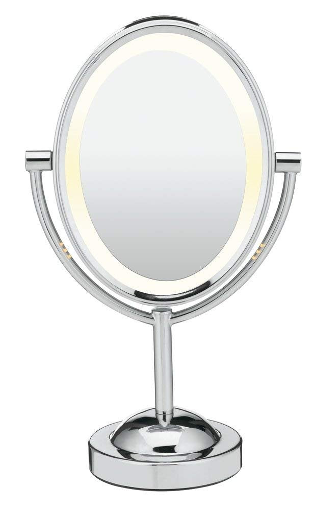 Conair lighted makeup mirror oval front view with even lighting for makeup