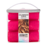 Conair heatless curls extra-large pink rollers for voluminous waves.