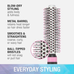 Conair Salon Results Metal Round Hairbrush with heat-retentive barrel speeds drying