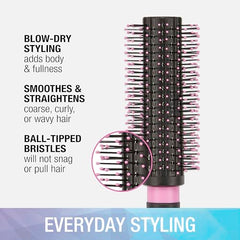 Close-up of smoothing round brush showing nylon bristles for control