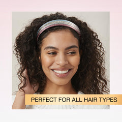 Conair Scunci Effortless Beauty Skinny headband in champagne pairs with day-to-night looks.