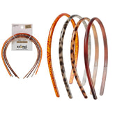 Conair Scunci Effortless Beauty skinny headband in tortoise, four pack for versatile everyday wear.