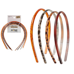 Conair Scunci Effortless Beauty skinny headband in tortoise, four pack for versatile everyday wear.