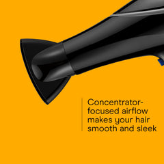 Conair Style and Shine 1875W badge closeup indicates powerful airflow for fast drying.