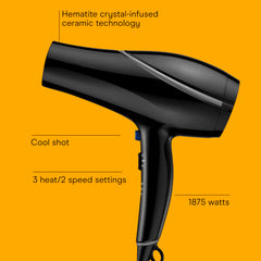 Conair Style and Shine in-hand grip highlights ergonomic comfort during styling.