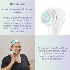 Conair True Glow waterproof brush head for shower-friendly cleansing sessions.