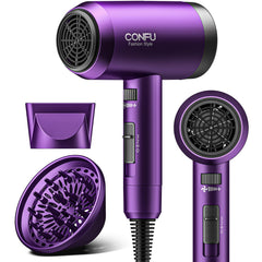 CONFU hair dryer diffuser attachment enhances natural curls and even drying.