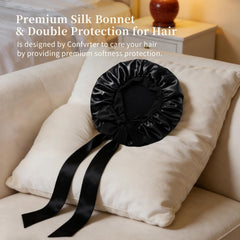 Confvrter silk bonnet adjustable straps secured for all-night comfort.