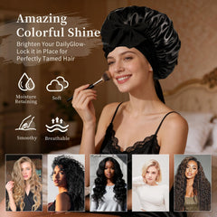 Confvrter silk bonnet soft elastic band for skin-friendly fit.