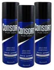 Consort hair spray front view can, 8.3 oz, delivering a long-lasting hold.