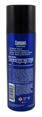 Consort hair spray label close-up, highlights no-water formula for faster drying.