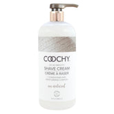 Coochy Shave Cream Au Natural bottle promotes rash-free shaving for bikini area.