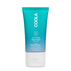 COOLA Anti-Aging Hand Cream SPF 30 bottle front view showing sleek packaging for daily use.