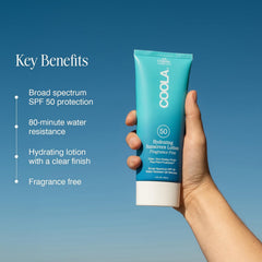 COOLA antioxidant-rich plant protection label highlights hydration and barrier support