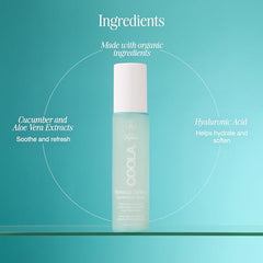 COOLA cucumber and aloe vera refreshes and soothes skin under makeup