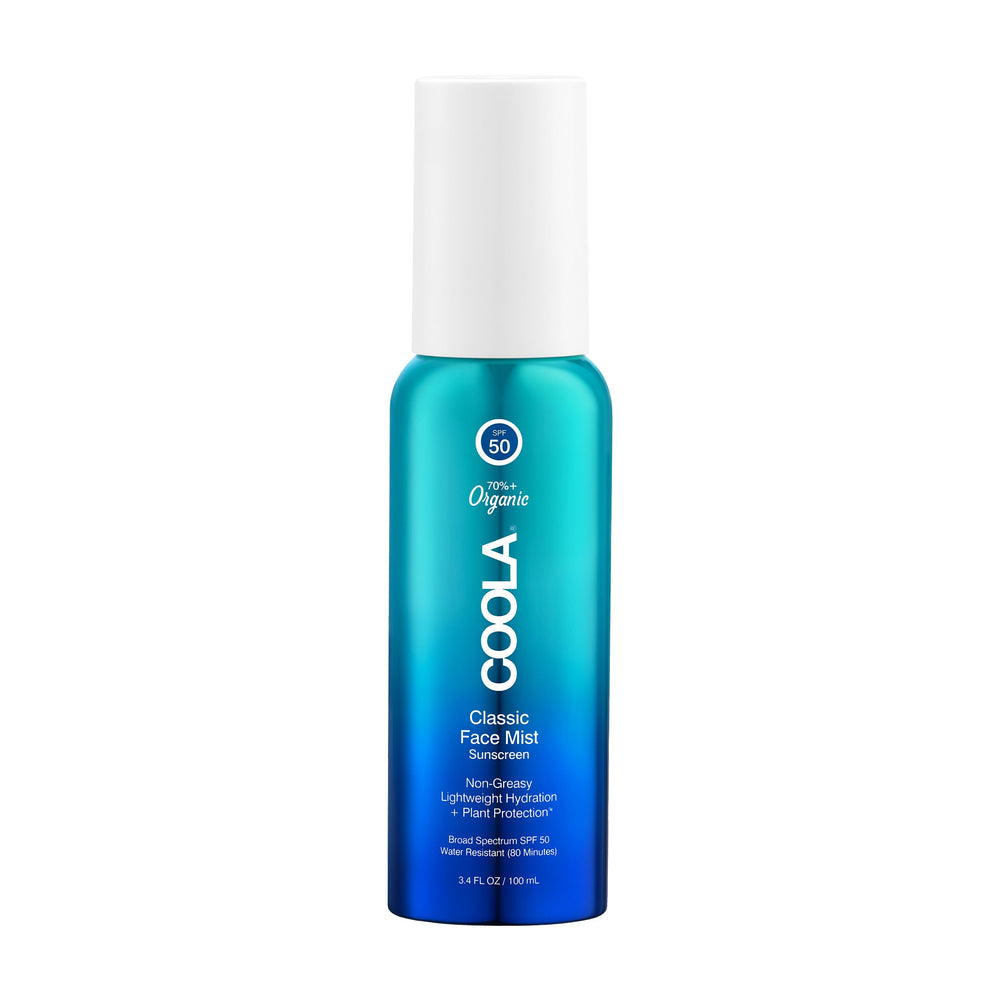 COOLA organic sunscreen face mist bottle for easy daily protection on the go.