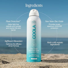 COOLA reef-safe sunscreen highlighting vegan and gluten-free credentials