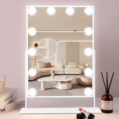 COOLJEEN makeup mirror with lights front view showing balanced illumination for cosmetics