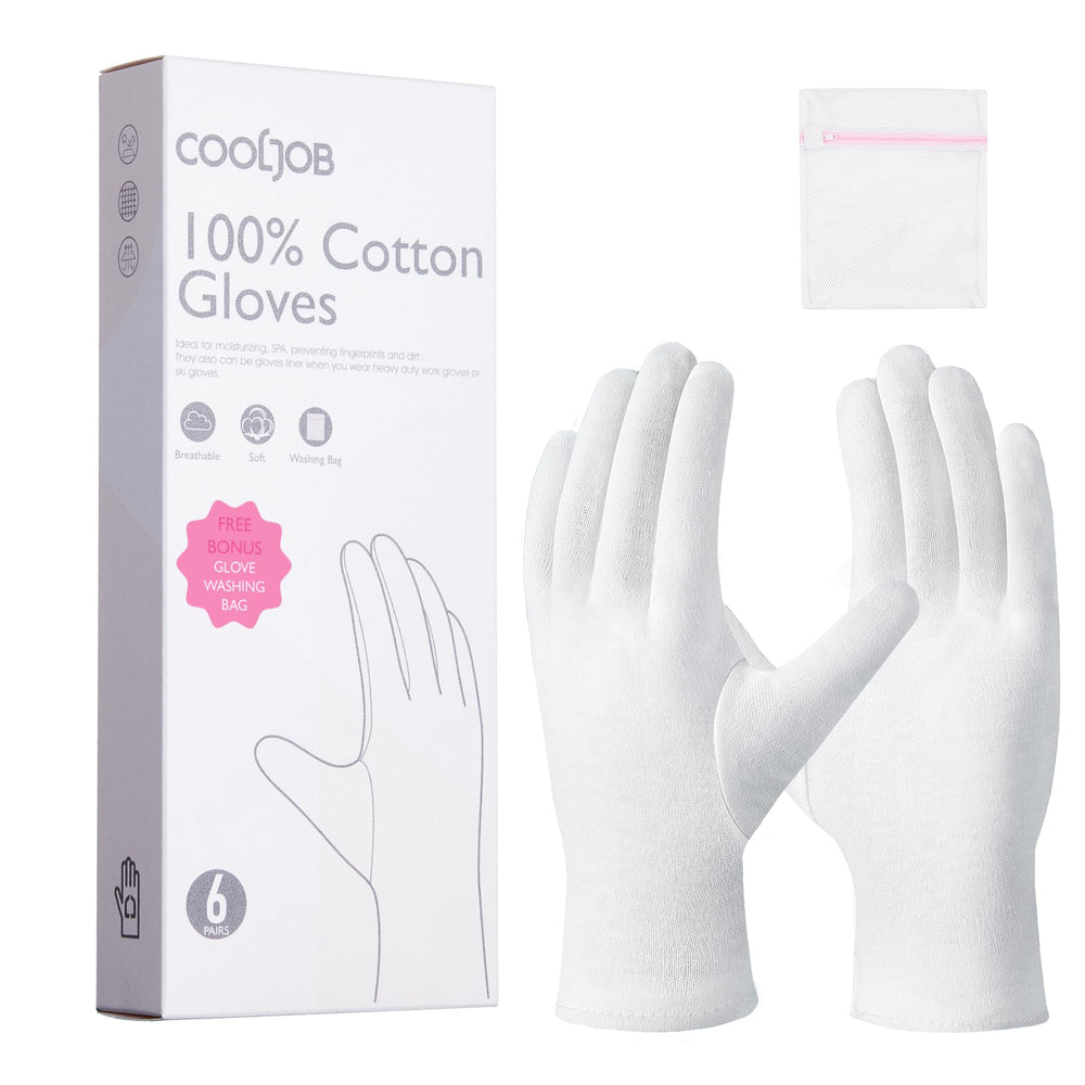 Guantes COOLJOB de algodón blancos para uso diario con confort suave.