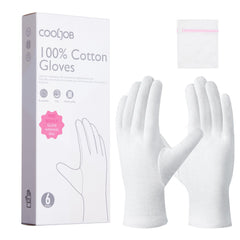 Guantes COOLJOB de algodón blancos para uso diario con confort suave.