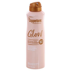 Coppertone Glow aplicación-facil-spf50: rocía uniformemente para protección diaria.